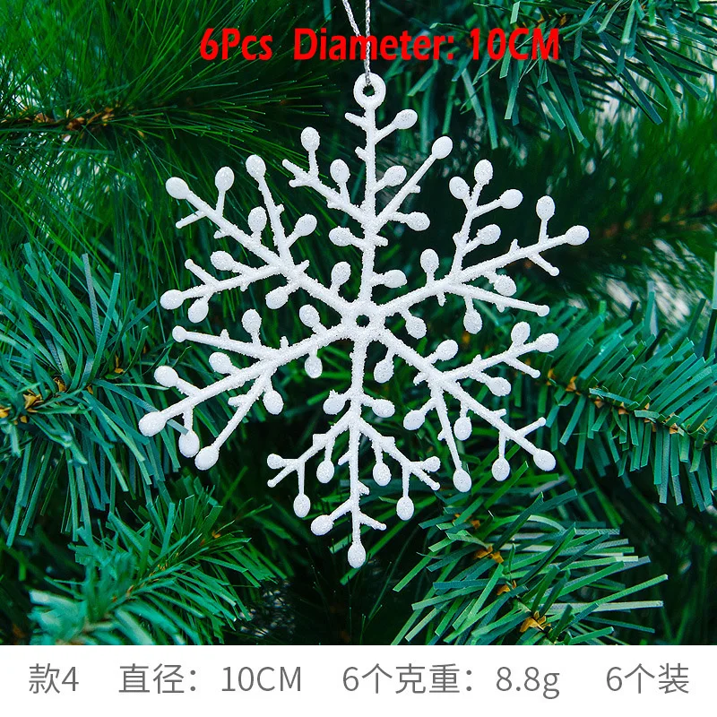 Snowflake 10cmx6 12 шт./упак. 4,5 см прозрачный акриловый снежинки Рождество украшения вечерние фестиваль с утолщённой меховой опушкой, Рождественская елка висячие украшения - Цвет: Snowflake 10cmx6