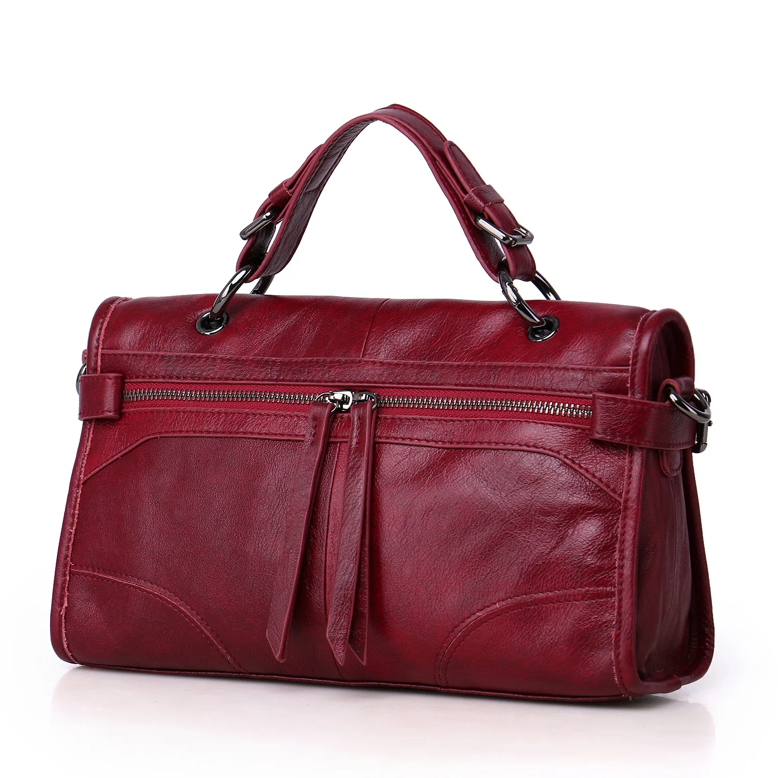 Women Genuine Leather Bag One Shoulder Diagonal Small Square Double Zip Tote | Багаж и сумки