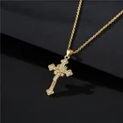 Золотое ожерелье с крестом Иисуса для женщин и мужчин, кулон в стиле хип-хоп, рок с изображением Иисуса, религиозный стиль