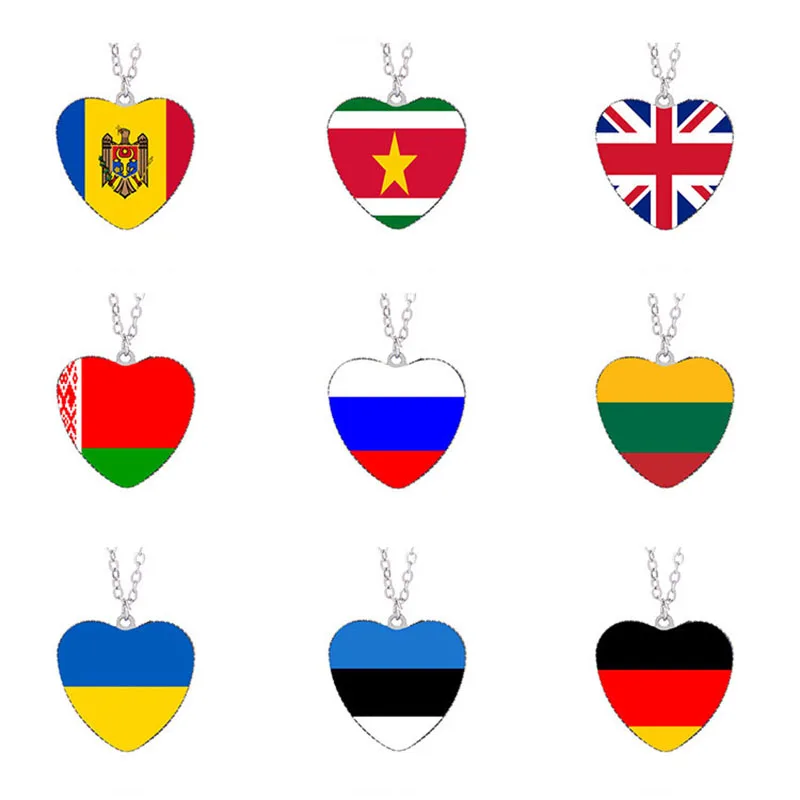 Ожерелье с национальным флагом в форме сердца Германия Россия Украина Колумбия