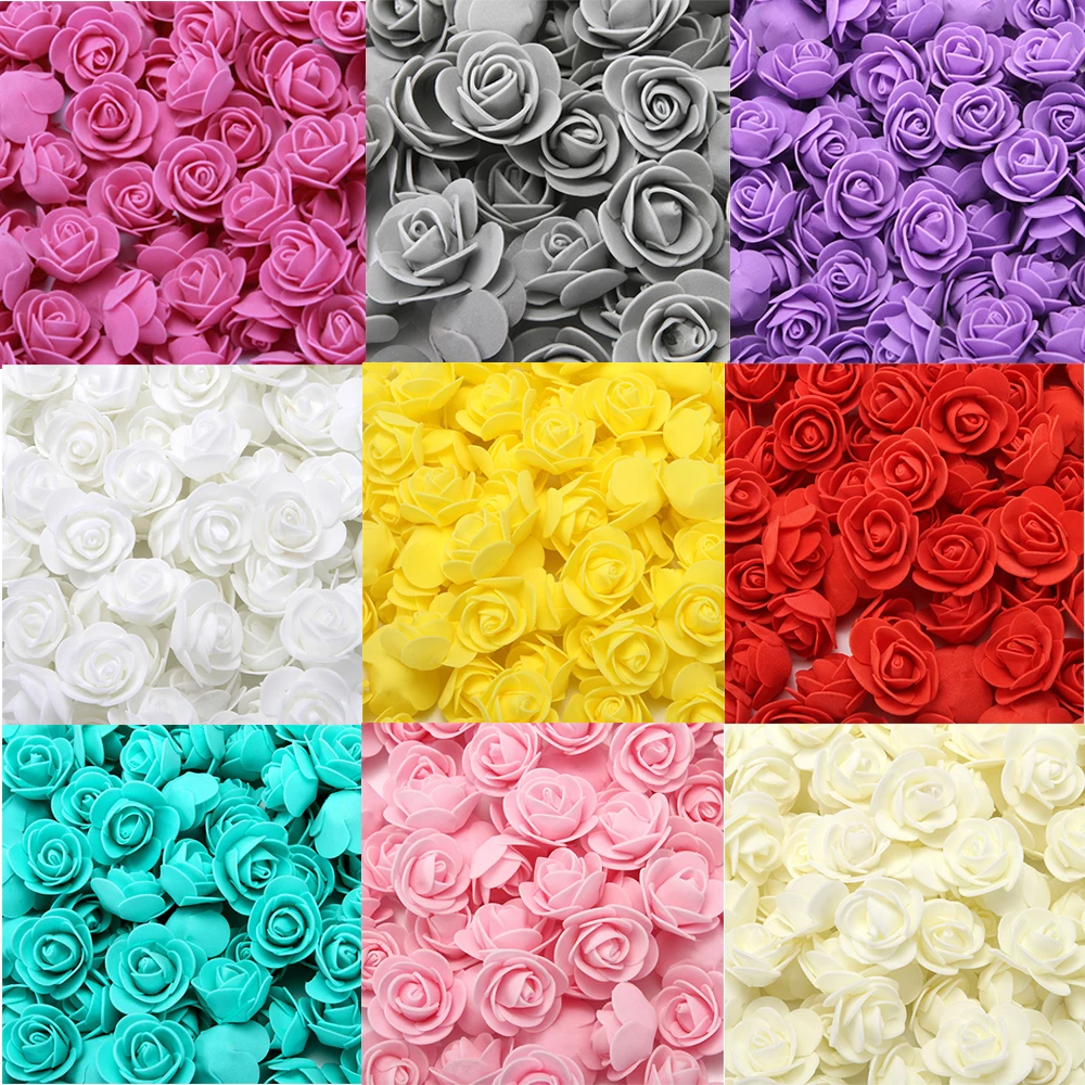

500pcs 3cm Multicolor Mini PE Foam Rose Head Artificial Handmade Rose Head DIY Wedding Home Decoration Festival Party Supplies