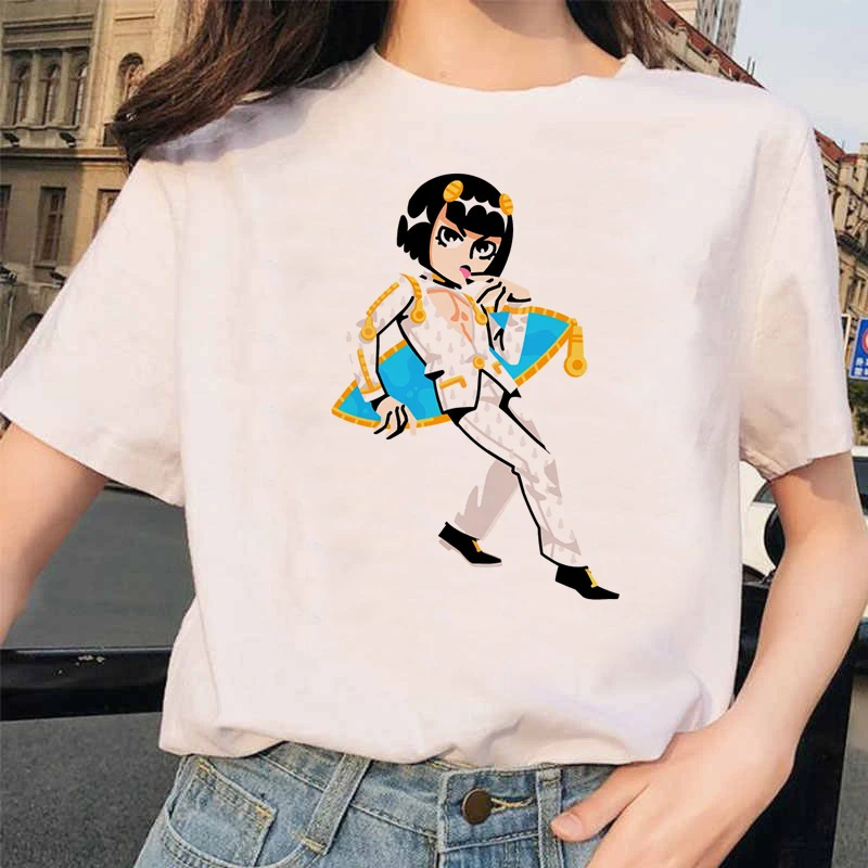 Японское аниме JoJo Необычные Приключения Забавные футболки для мужчин и женщин с принтом Футболка Повседневная Jojo футболка хип-хоп топ тройники Женские - Цвет: 20245
