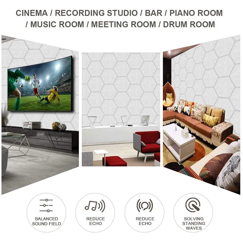 

20 Pcs Acoustic Panel Sound Insulation Board,Hexagon Sound Insulation Pad,for Sound Insulation & Acoustic Treatment,Gray