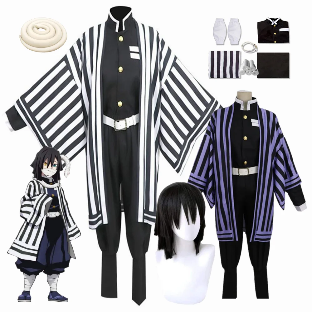 

Anime Demon Slayer Kimetsu No Yaiba Iguro Obanai Cosplay Costume Halloween Party White Snake Props