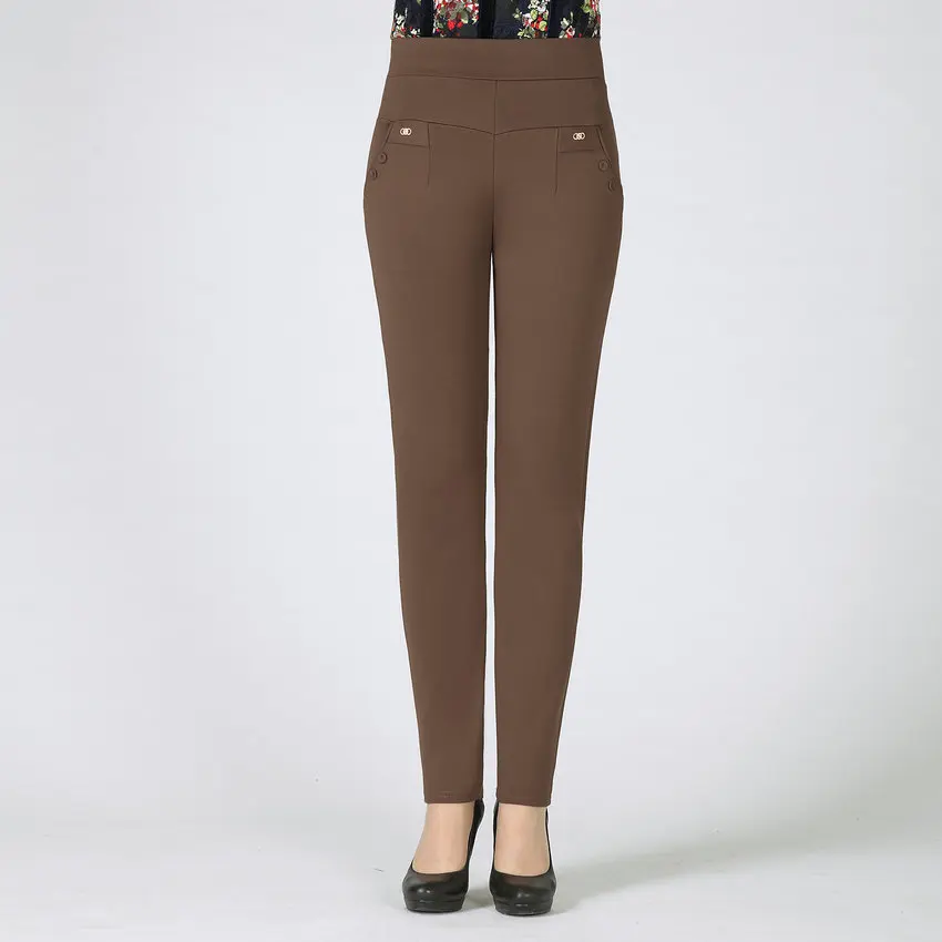 Брюки-карандаш для женщин среднего возраста весна-осень эластичные базовые