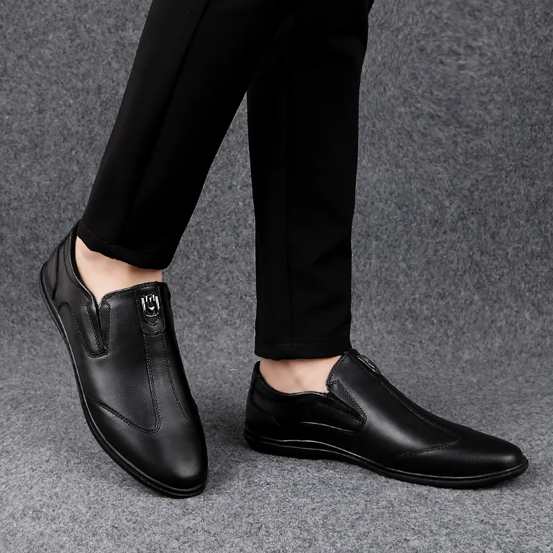 

spring genuine leather Leisure Comfy Soft Casual Loafers Shoes for Men Concise Retro Flat Slip On Shoes Classics Fashion Shoes 4
