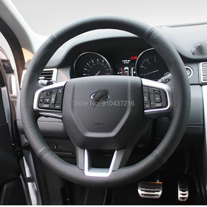 

Накидка на руль для Land Rover Discovery Sport, черная перфорированная замша, кожа, Ручное шитье