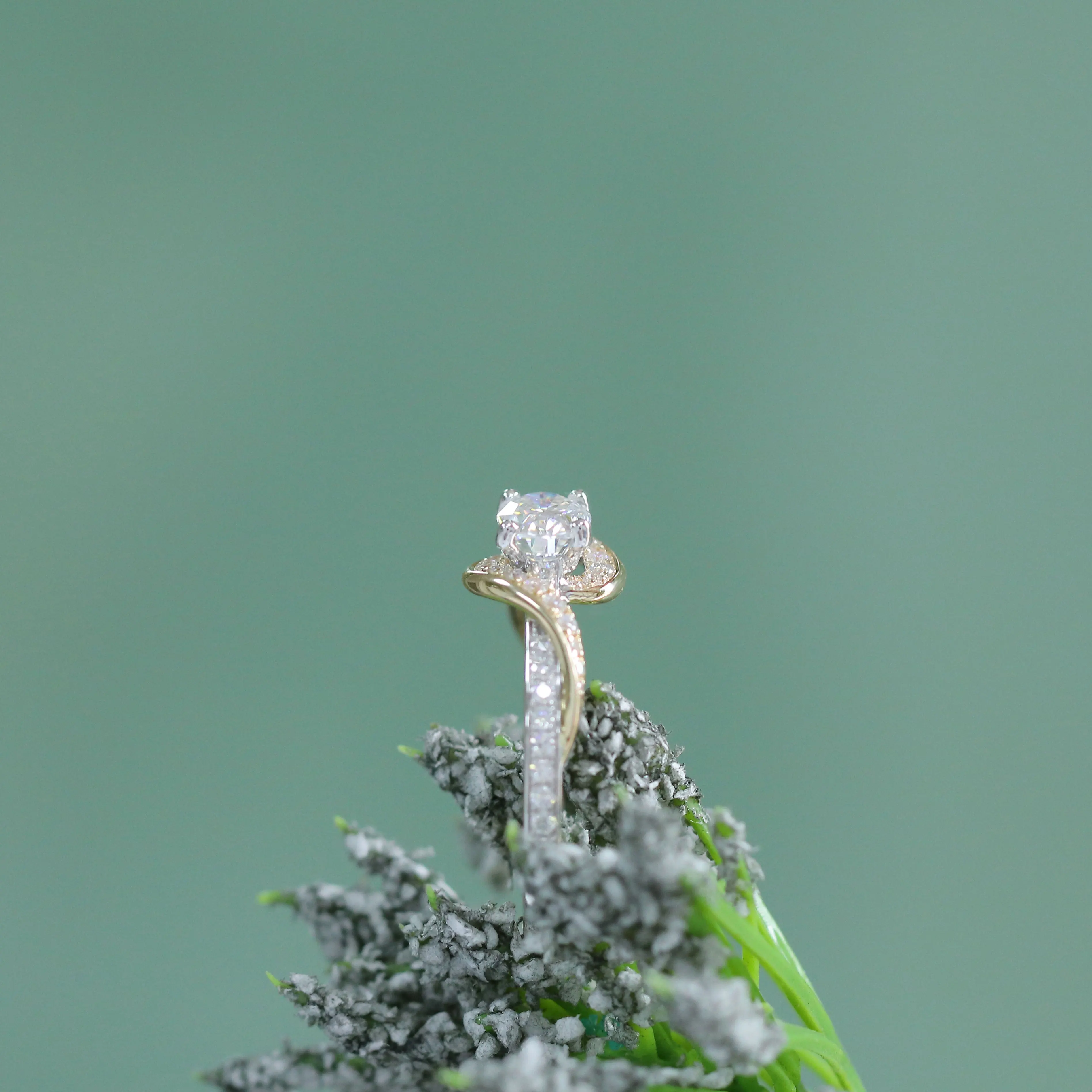 DovEggs 14K белое и желтое золото центр 1CT 5*7 мм DEF/GH цвет овальное обручальное кольцо с акцентами Подарок на годовщину