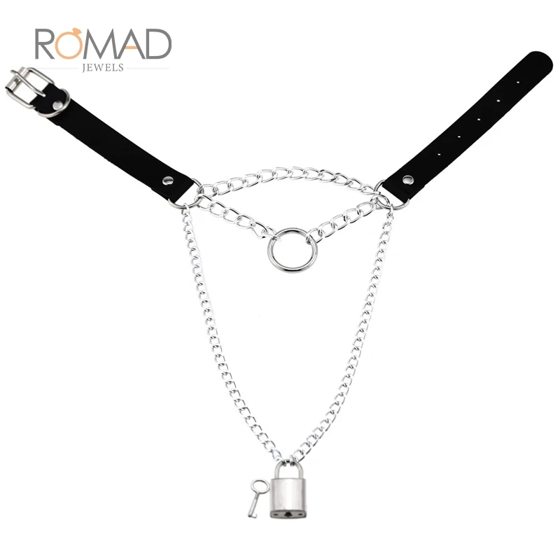 Готические многослойные ожерелья для женщин цепочка с замком в стиле панк