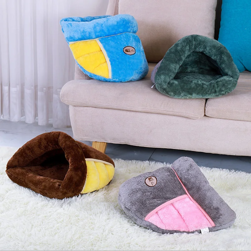 Thick Puppy House Pet Cat Dog Soft Warm Nest Winter Kennel Bed Multi-function Cat Cave Sleeping Bag Mat Pad Tent Pet Cozy Bed 45