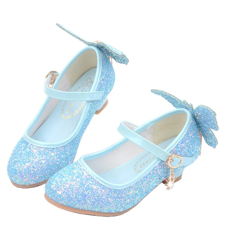 Туфли детские кожаные с бахромой и бантом-бабочкой модные туфли принцессы