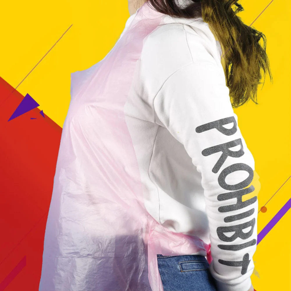 

100pcs Pure Color Disposable Neck Strap Apron Waterproof Restaurant and Home Kitchen Apron