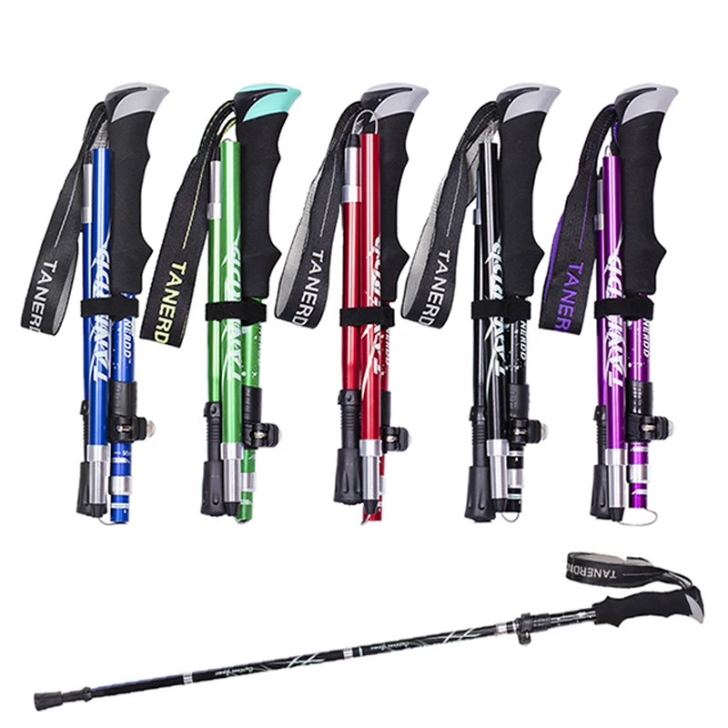 

Ultralight Outdoor Travel Walking stick Retractable Camping Portable Hiking Metal Telescopic Crutch For Elderly Support stick
