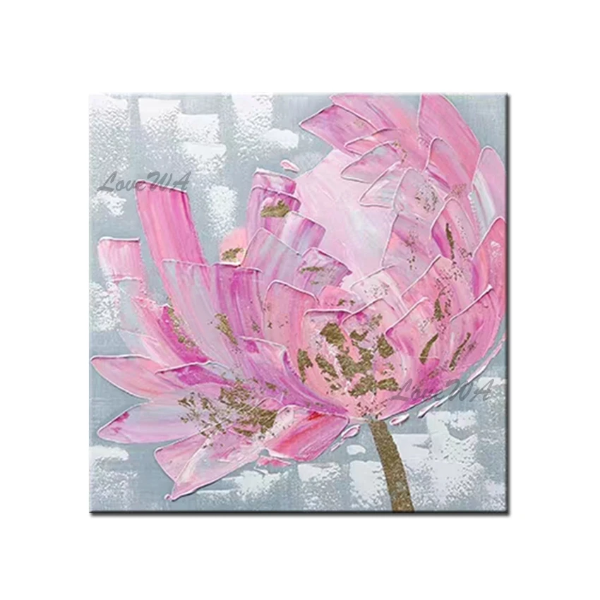 

Pink Texture Flower Painting 100% Hand-painted Wall Art Oil Painting Floral Art Free Shipping Artwork For Living Room Decoration