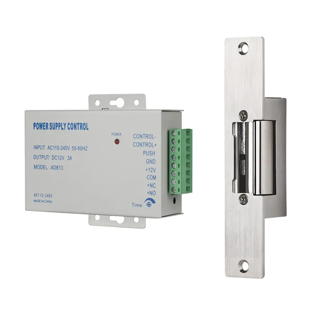 TMEZON Electric Strike Lock Narrow Type Electric Door Lock with Power Supply Control for different Door NC Mode Fail Safe Access sk3 ii direct factory pulse mode and toggle mode door access controller with wireless keypad