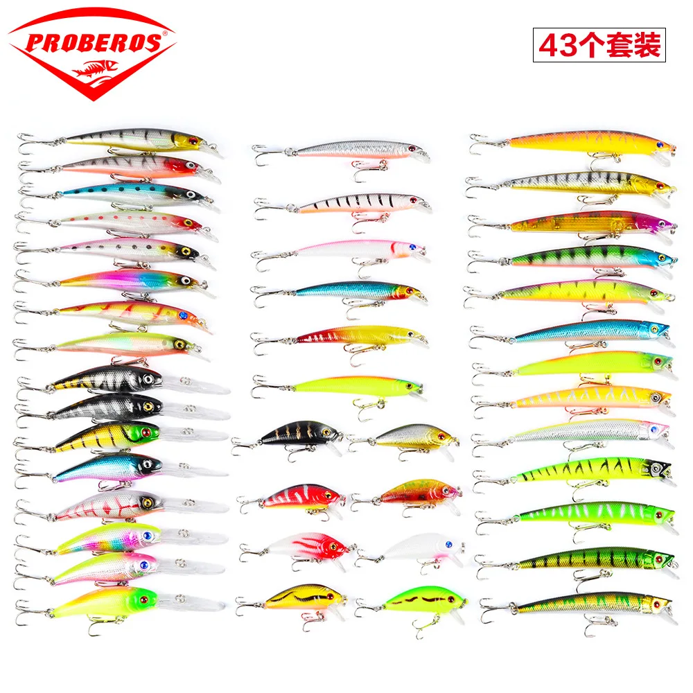 

43pcs Lure Bait Suit Soft Bait Hard Bait Mixed Dog Fish Weever and Other Food Mixed Fishing Gear Factory Direct Sales