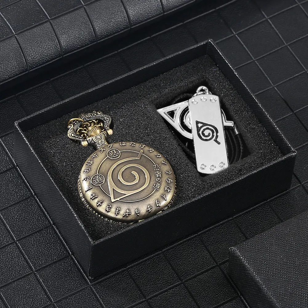 Pocket Watch Necklace Set With Box Men's Nostalgic Quartz Flip Watch Women's Leather Pendant Necklace Christmas Birthday Present