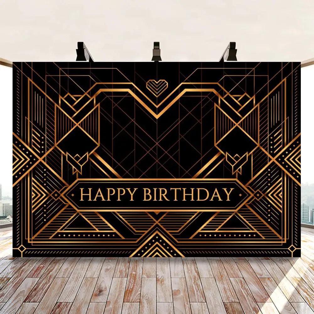 

Фон для вечеринки в честь Дня Рождения черно-Золотой Большой Гэтсби баннер абстрактное украшение фон фотобудка студийные съемки