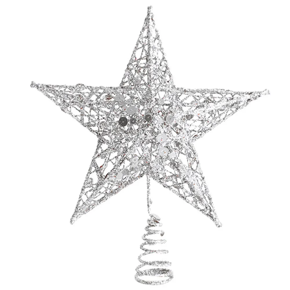 15x20cm Silver Большой 25 см Рождественская елка домашний декор Топпер пятиконечная звезда красивые блестящие Мерцающие Металлические 3 цвета вечерние украшения - Цвет: 15x20cm Silver