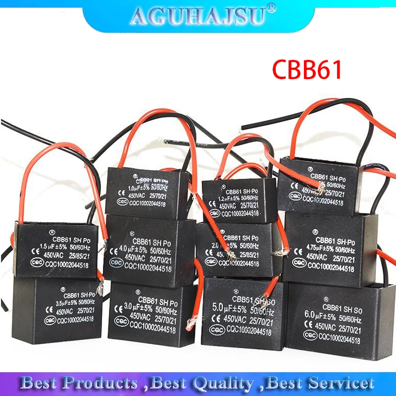 CBB61 1 мкФ 2 5 3 4 пусковая емкость конденсатор вентилятора переменного тока 450V CBB