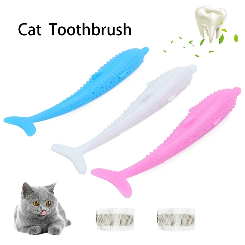 Зубная щетка в форме кошки и рыбы С Кошачьей Мятой для домашних животных зубная