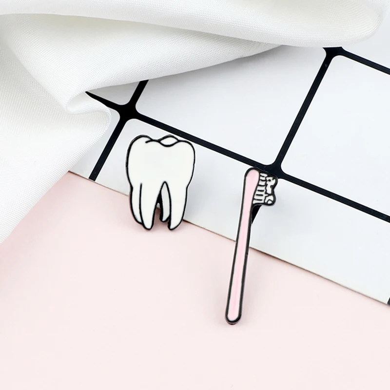 Эмалированные булавки для зубов зубной щетки маленькие милые Мультяшные броши