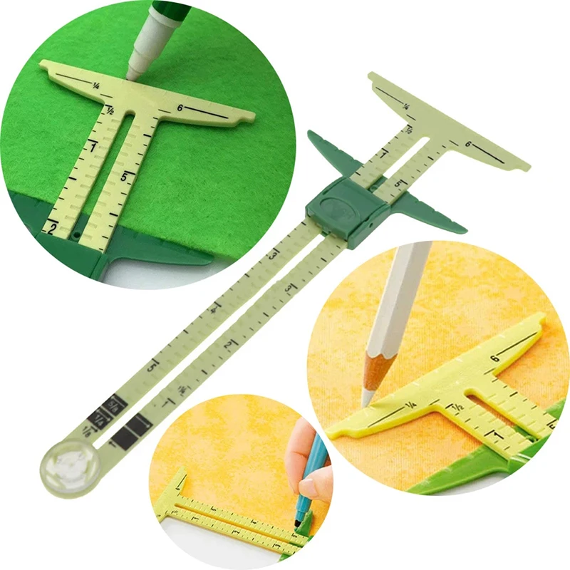 

Sliding Gauge Measuring Sewing Tool Seam Allowance Gauge Sewing Supplies Patchwork Tool Ruler for Knitting Crafting GRSA