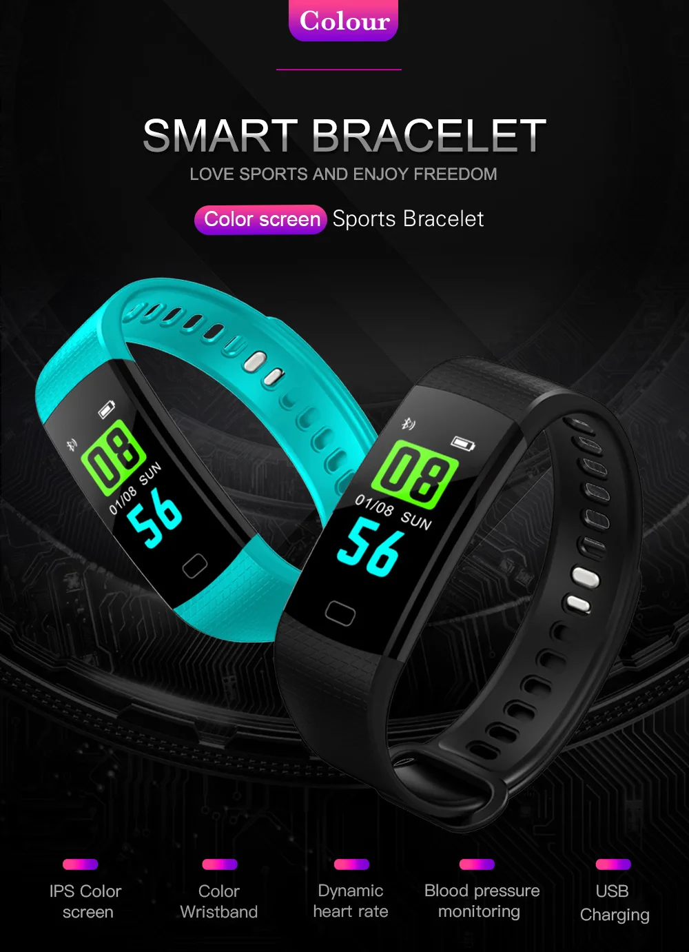 

Waterproof Fitness Tracker Heart Rate Monitor Women Smartwatch