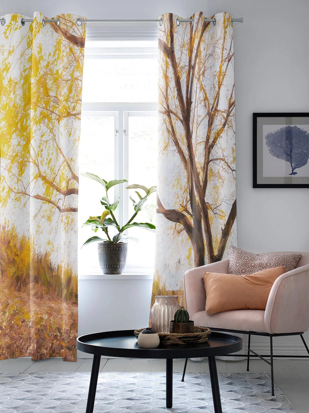 Оконные шторы для кухни Осенние желтые листья взрослых детей украшение спальни