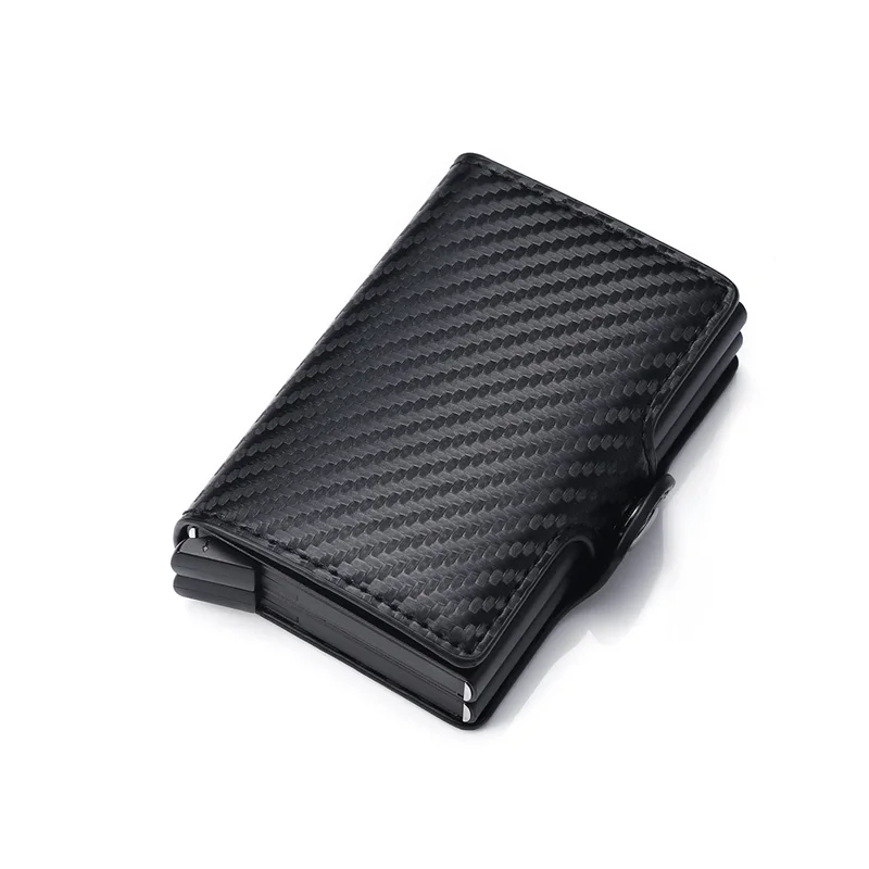 Carbon Fiber Высокое качество Rfid кошелек Мужская сумка для денег мини кошелек мужской Алюминиевый Кошелек Малый Клатч кожаный кошелек Тонкий кошелек carteras - Цвет: Carbon Fiber
