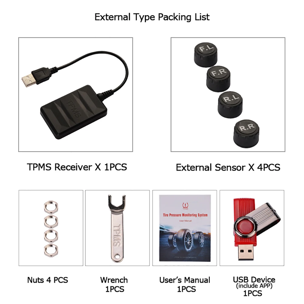 

Система контроля давления в шинах TPMS, монитор давления в шинах с подключением к USB на Android/система сигнализации для Android-систем навигации/бес...