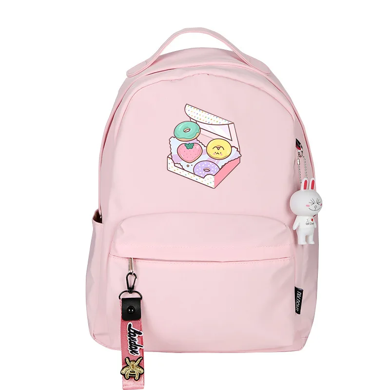 Korean Sweet Doughnut Women Small Backpack Panda Rice Roll Bookbag Waterproof Travel Bagpack Kawaii School Bags Pink Rucksack