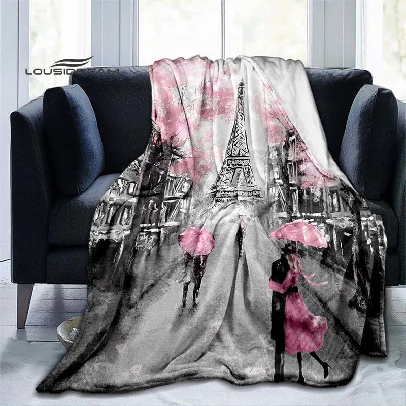 Одеяло с Эйфелевой башней модное Фланелевое покрывало рисунком пейзажа мягкое 3D