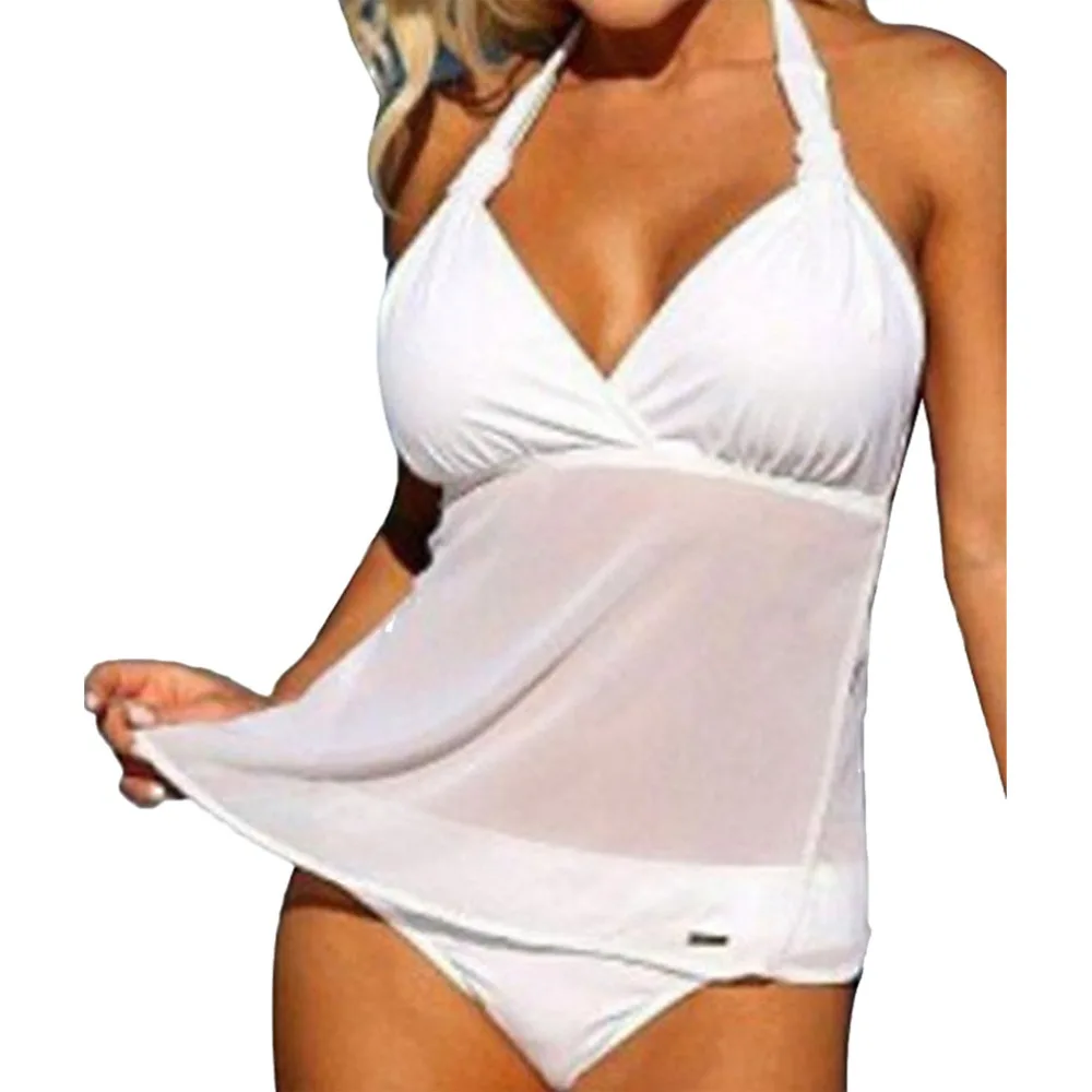 Женский Одноцветный сетчатый бикини купальник пуш ап с низкой талией купальный