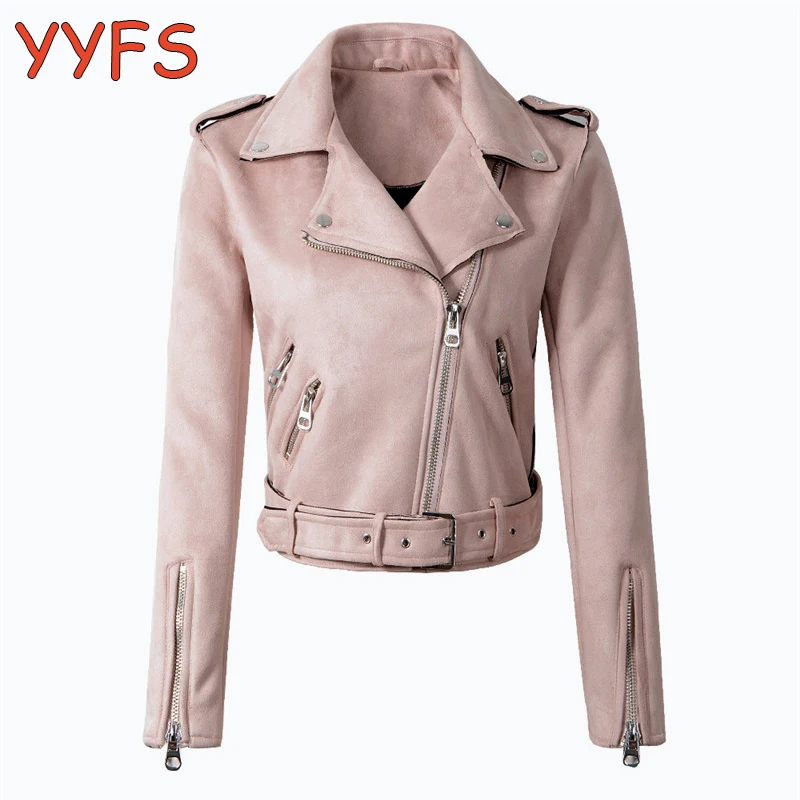 Замшевые Кожаные куртки женское короткое мотоциклетное пальто женская мода 2021
