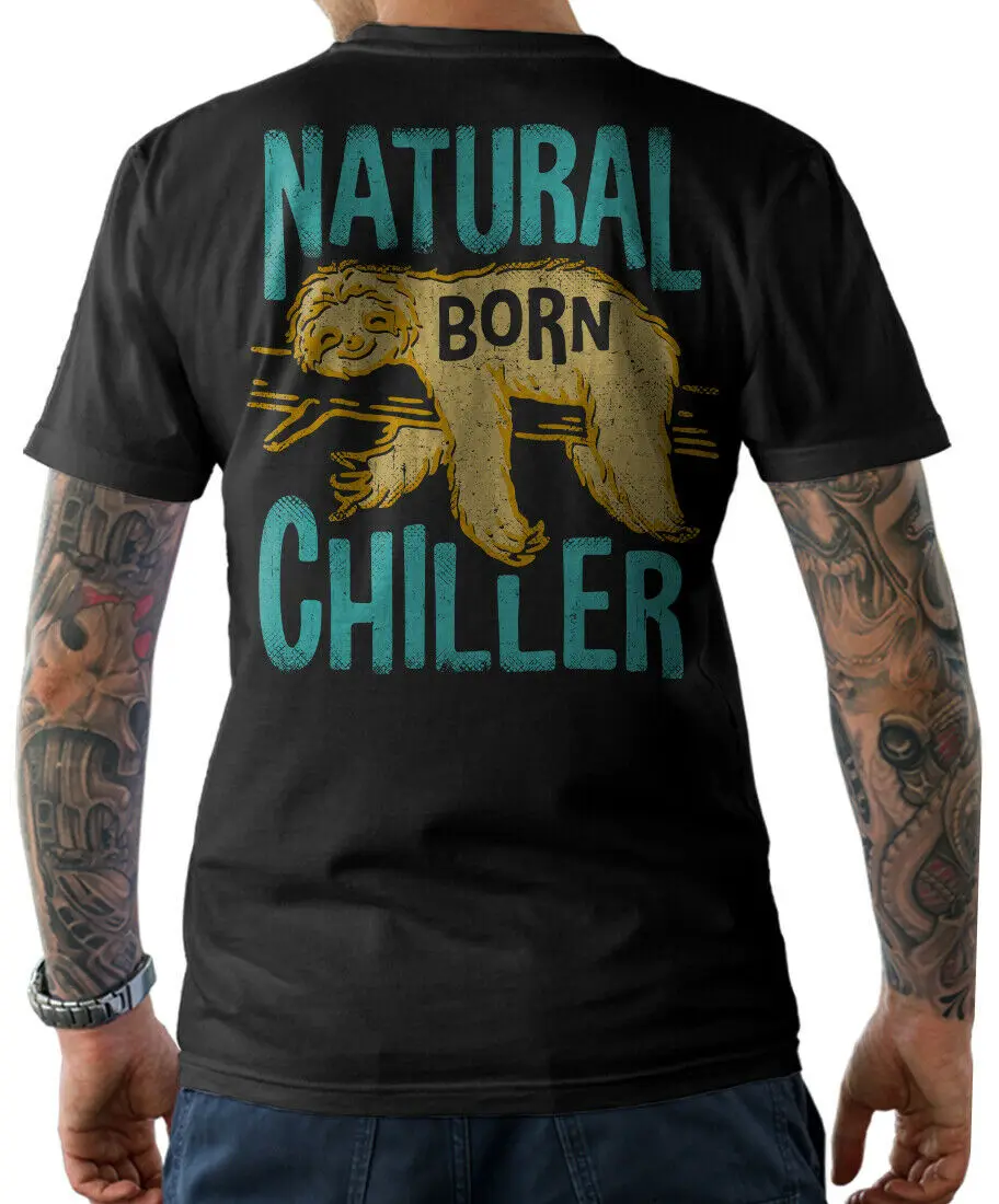 

T-Shirt - Natural " Born Chiller - Sloth Funshirt Funny Slogan