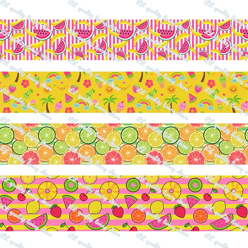 

Fruits pattern grosgrain printed halloween ribbon 50 yards a set DIY Art Handmade Materials Ribbons and diy bows tape
