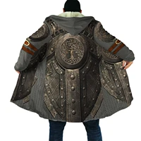 2021 winter mens hooded cloak viking armor tattoo 3d printing fleece wind breaker unisex casual thick warm hood cloak pf14