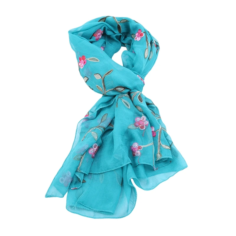 

Luxury Brand Autumn And Winter Women Embroidery Flower Scarf Lady Fashion Style Popular Silk Wool Headcloth Sunscreen Shawl