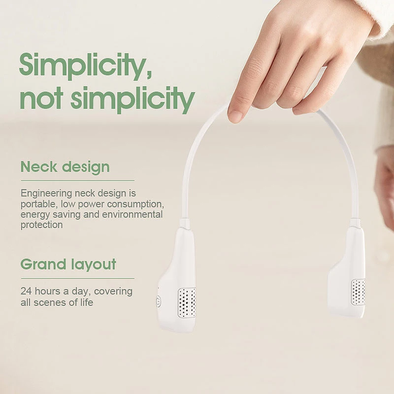 

Hanging Neck Purifier, Portable Household Mini Car Negative Ion 380MAH Battery Hanging Neck Earphone Type Air Purifier
