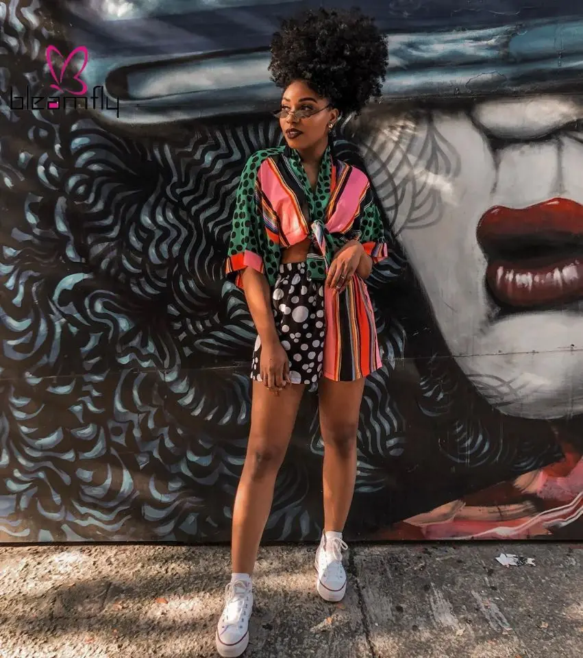 Новинка женские летние блузки в горошек и полоску с v образным вырезом рубашки