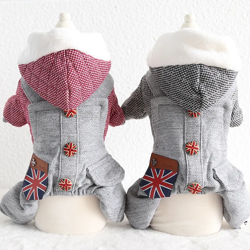 Новейший теплый комбинезон для собак с флагом и карманами четырехногая