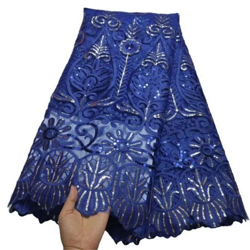 

5 Yards African French Tulle Net Lace Fabric 2021 High Quality Sequins Embroidery New Nigerian Mesh Lace For Bridal Wedding Sew