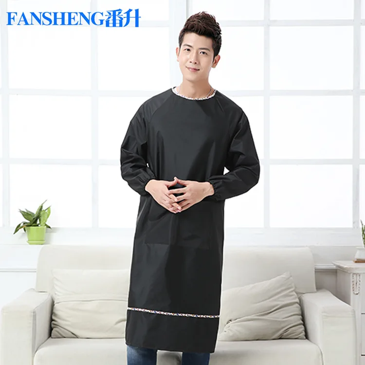 Мужской фартук с длинными рукавами водонепроницаемый и маслостойкий смокинг для