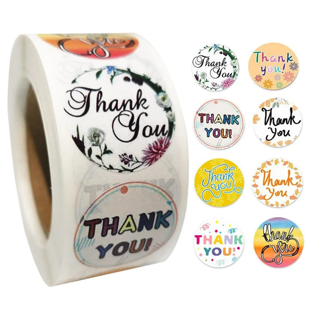 

500 Pcs/roll 1 Inch Thank You Stickers For Baking Seal Labels Gift Packaging Stickers Birthday Party Offer Stationery Sticker