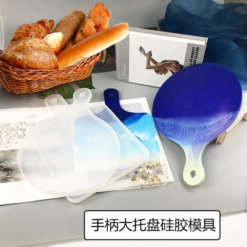 

epoxy resin molds large handle tray mold fruit tea silicone mold coaster Handmade Table Decorative silicone tray mold for resin