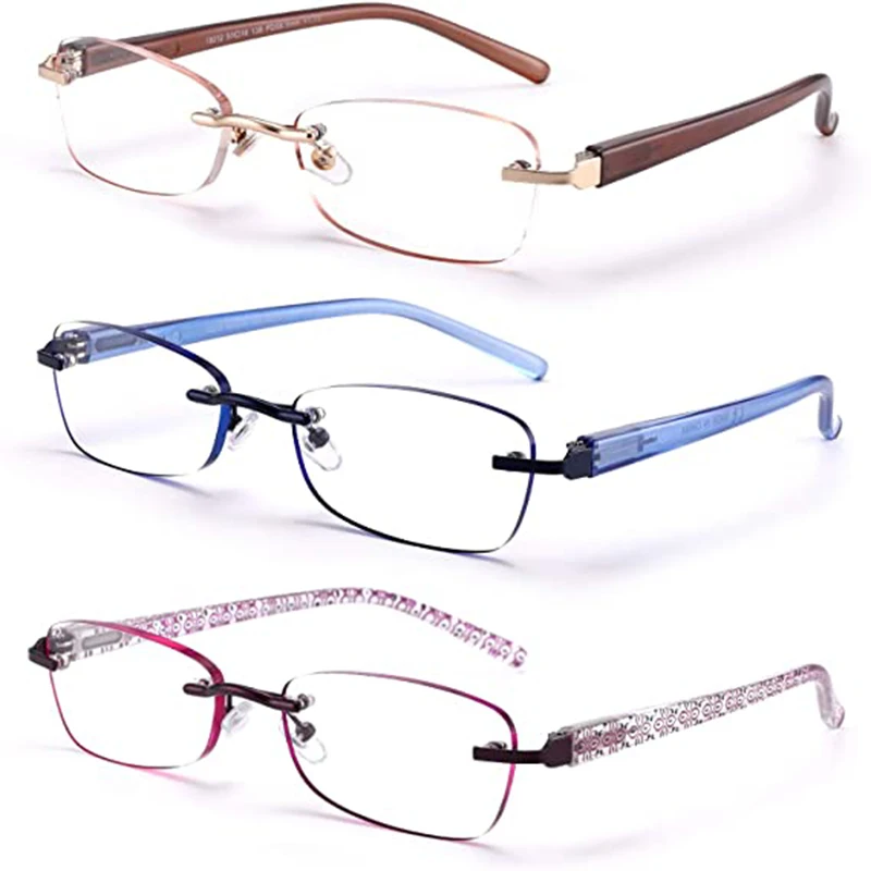 

FENCHI Vintage Reading Glasses Women Men Lightweight Spring Hinge Readers Classic Elegant Artistic Rimless Elderly Eyeglasses