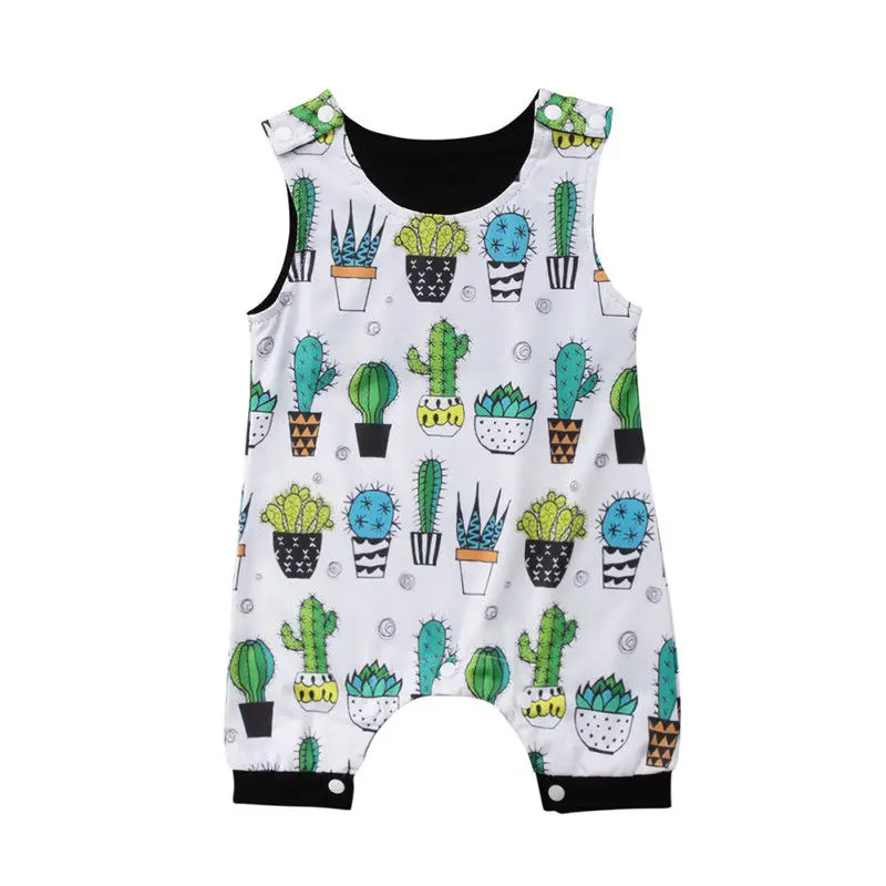 

Pudcoco Newborn Baby Boy Girl Clothes Cactus print Sleeveless Romper Jumpsuit Baby Summer Clothing 0-24M