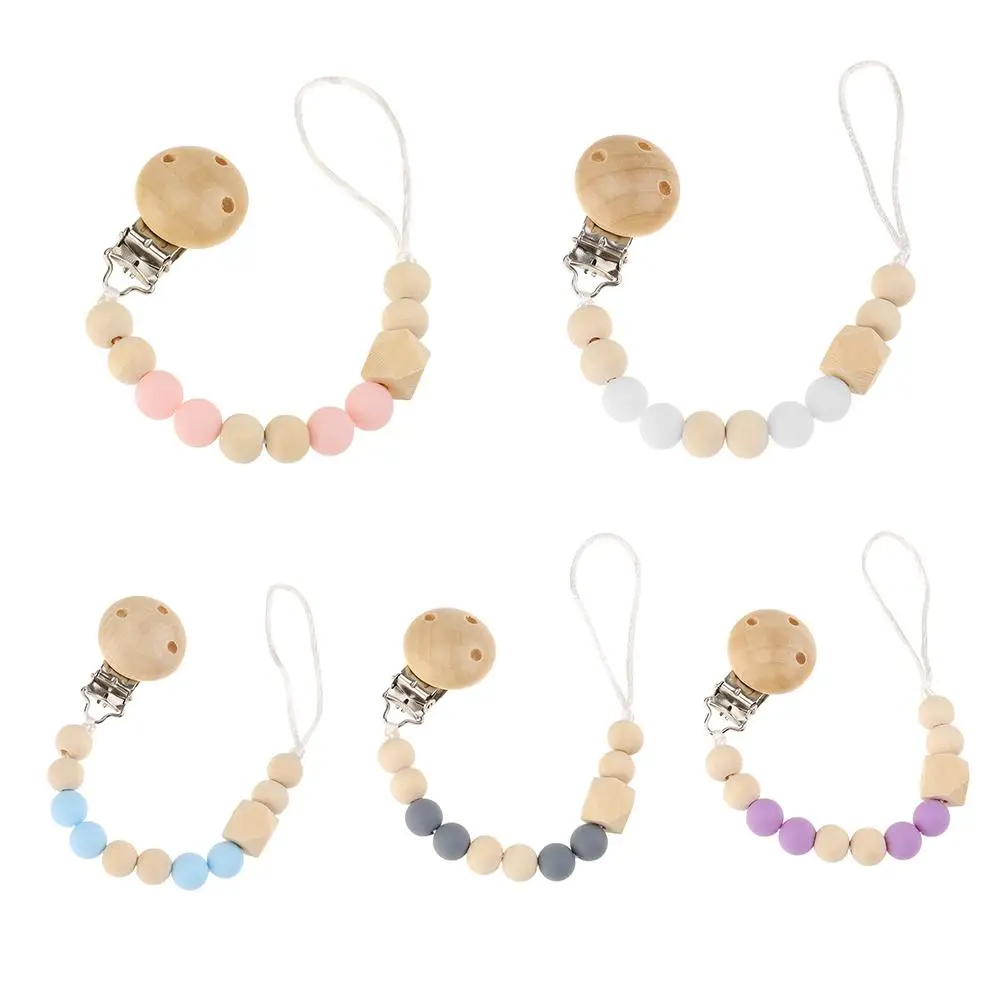 

Personalized Name Baby Teether Bracelet Food Grade Chews Nurse Gift Toys Wooden Dummy Pacifier clip Safe Teething Chain