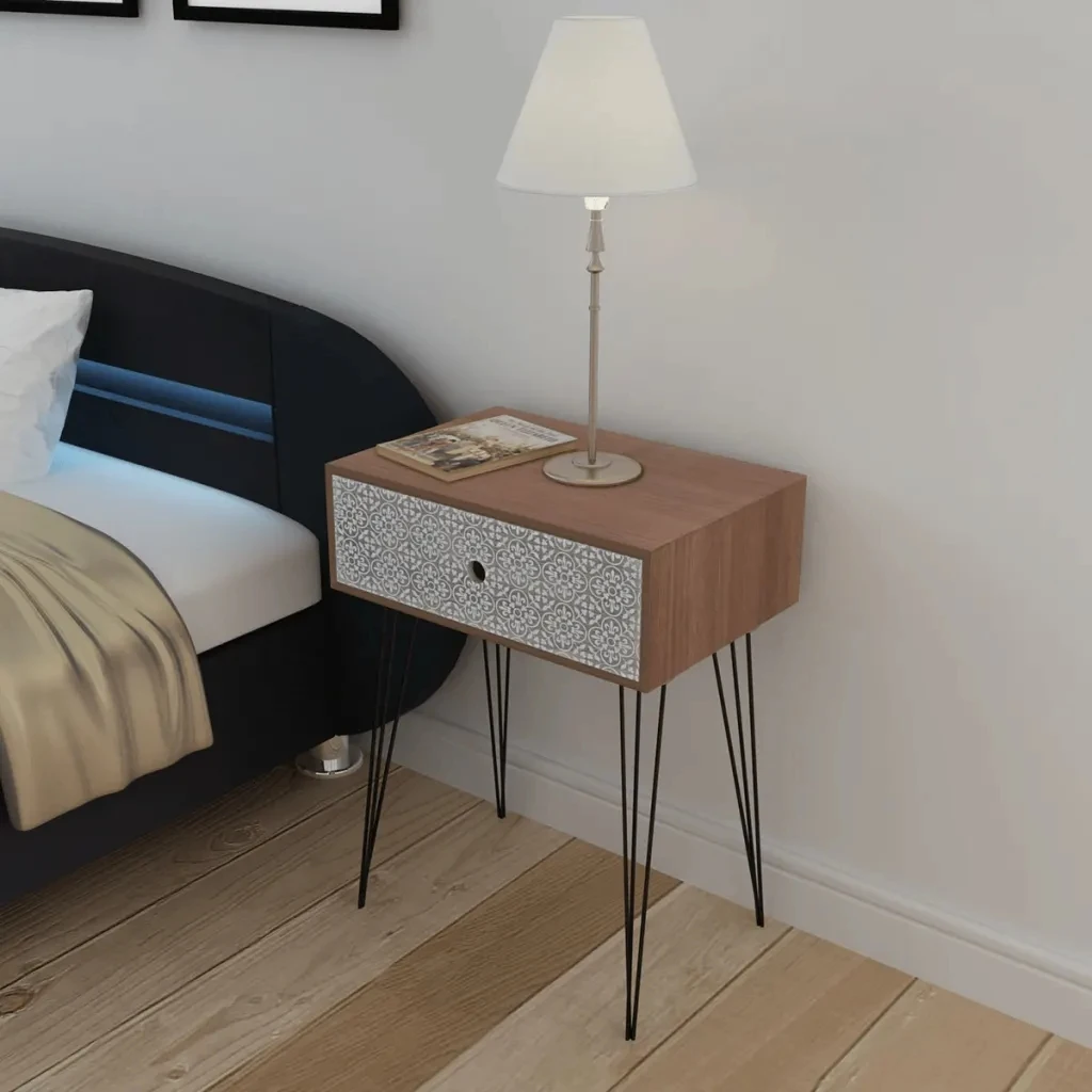 VidaXL Bedside Table with 1 Rectangular Drawer Brown High Quality MDF Material Side Cabinet | Nightstands